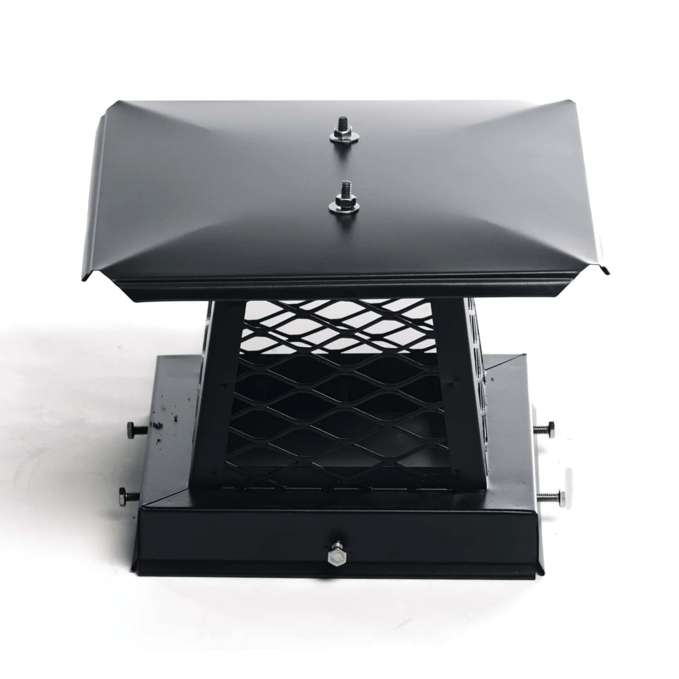 ChimCare black powder-coated stainless chimney cap with matte finish