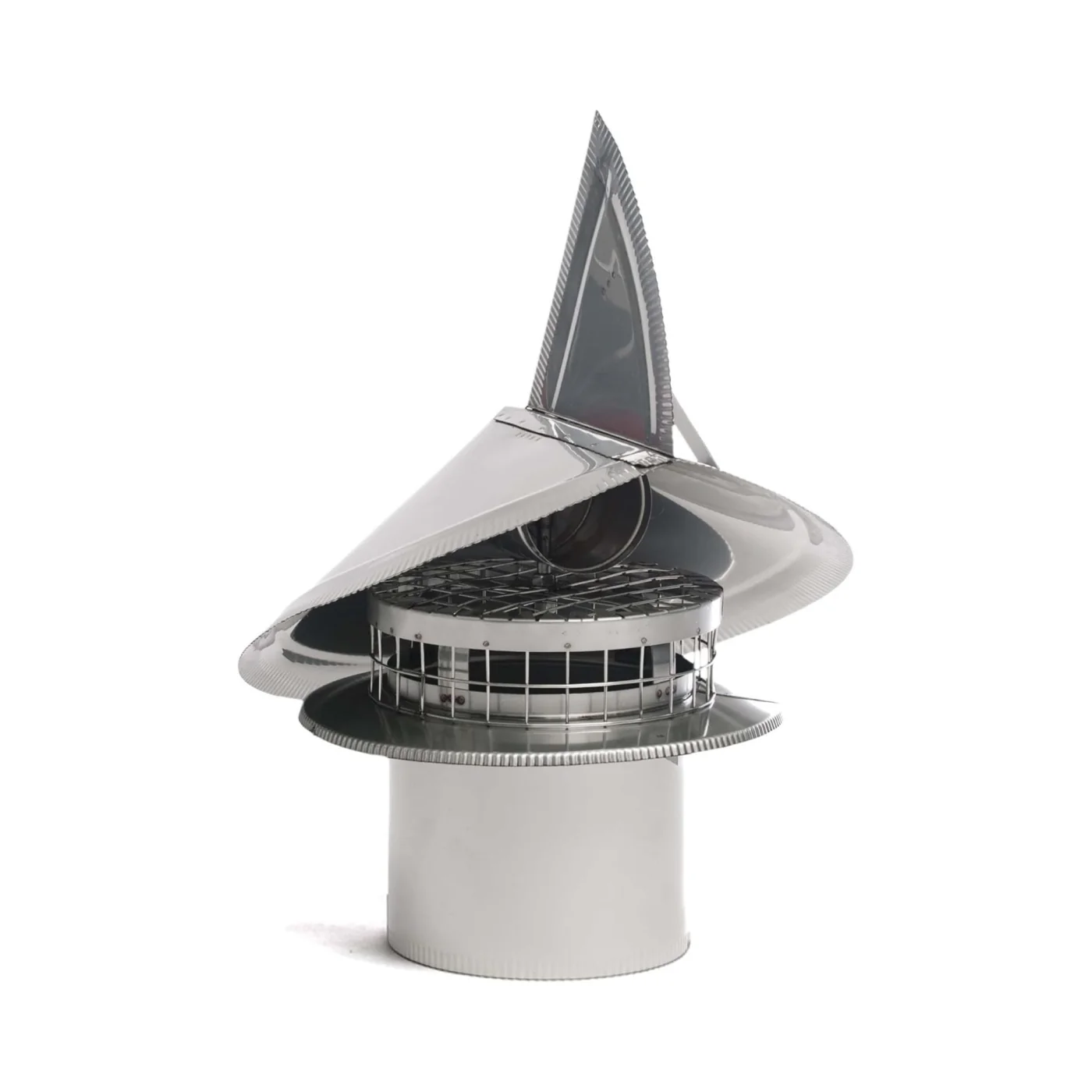 ChimCare wind-directional stainless chimney cap that spins to kill backdraft