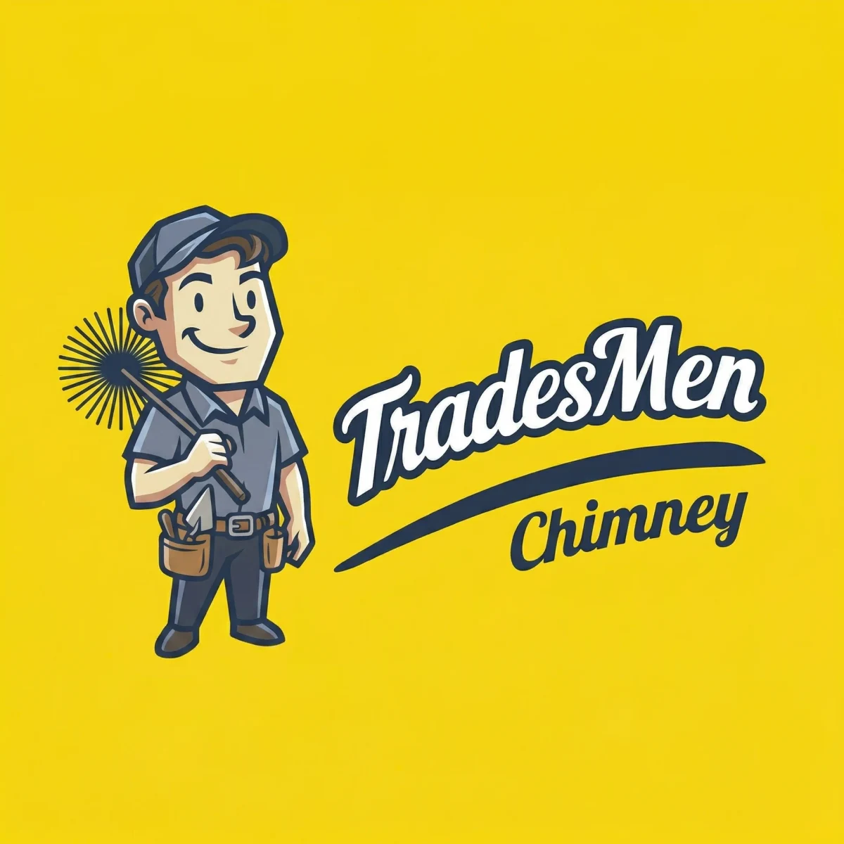 TradesMen Chimney logo with mascot chimney sweep